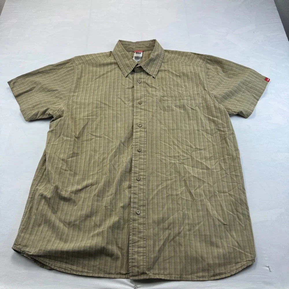 The North Face Shirt Mens XXL Tan Plaid Short Sleeve Chest Pocket Button Up